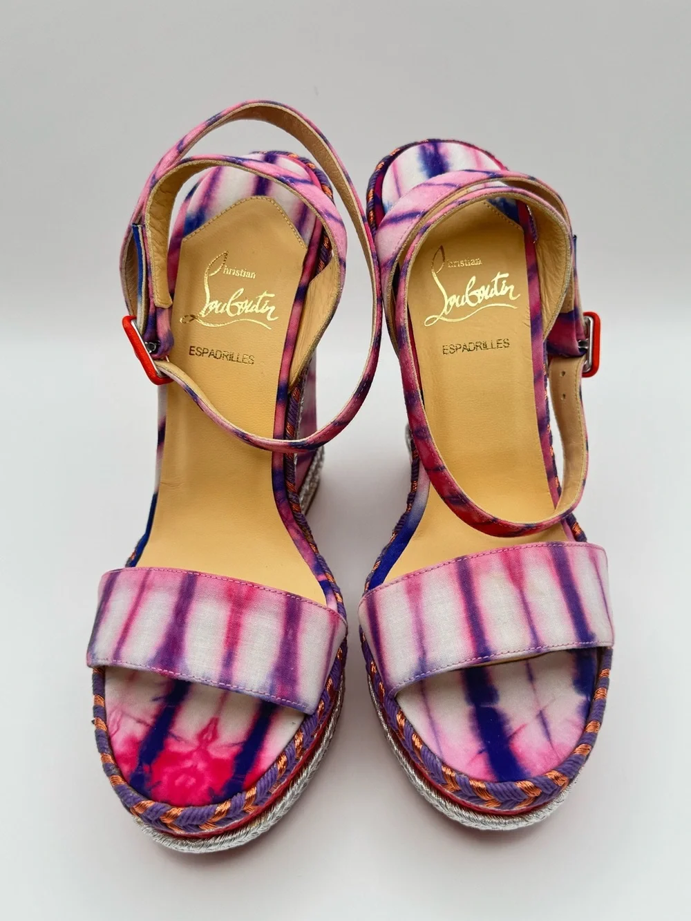 Christian Louboutin Cataclou Duplice Bambola Print Espadrille Wedges 37